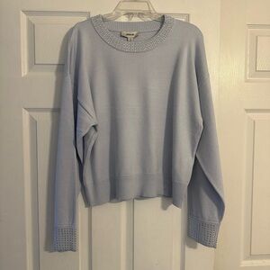 NWT Jason Wu Powder  Blue Embellished Crew Neck Sweater
